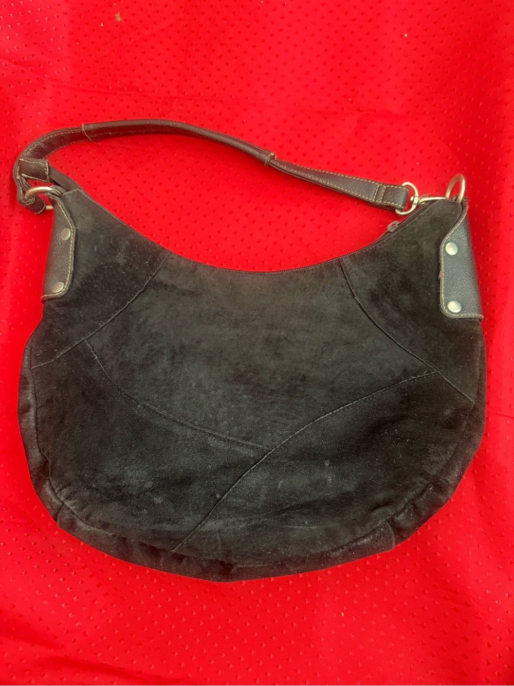 Joe Boxer Black Suede Shoulder Hobo Bag